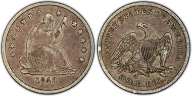 1840-O 25C No Drapery VF35