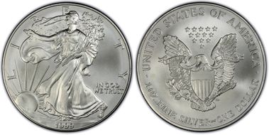 1999 $1 Silver Eagle MS67