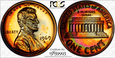 1969-S 1C PR67RB
