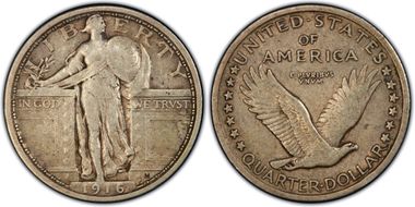 1916 25C Standing Liberty VF25
