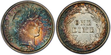 1910-S 10C AU53