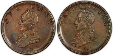 (ca. 1820) Tkn 1C Washington Double Head AU58BN
