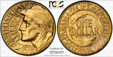 1915-S G$1 Panama-Pacific AU58