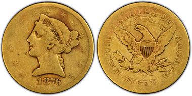 1876-S $5 VG8