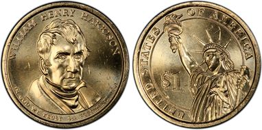 2009-D $1 Weak Edge Lettering W. H. Harrison - Position A MS63