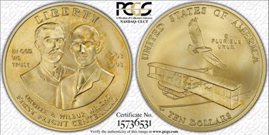 2003-W $10 First Flight MS70