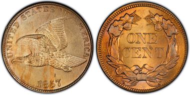 1857 1C Flying Eagle MS64