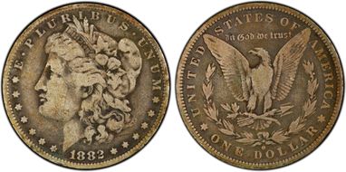 1882-O/S $1 VAM 3, O/S Flush VG8