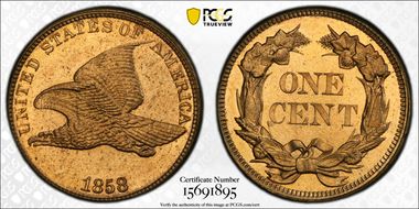 1858 1C Large Letters MS65