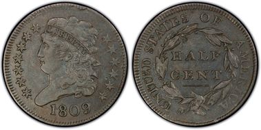 1809 1/2C Circle in 0 XF40BN