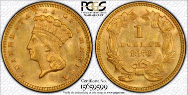 1873 G$1 Open 3 MS62
