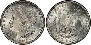 1880-O $1 VAM 7 Rusted Date MS62