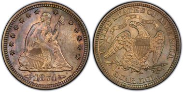 1874 25C Arrows MS63