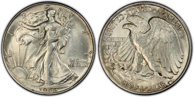 1946 50C Doubled Die Reverse MS62