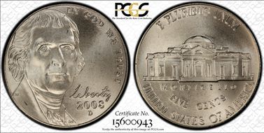 2008-D 5C Satin Finish SP68FS
