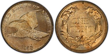 1858 1C Large Letters MS65