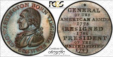 (1792) AE Token Washington Born Virginia MS66+ BN