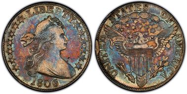 1806 50C 6 over Inverted 6 XF40