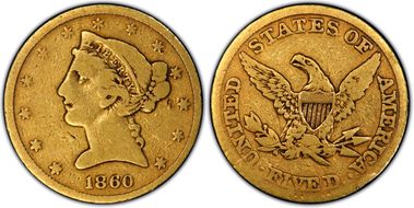 1860 $5 VG8