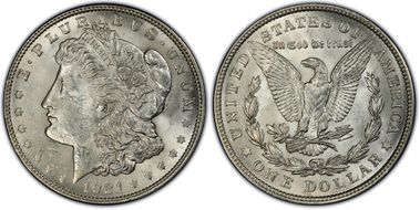 1921 $1 Morgan, Pitted Reverse MS61