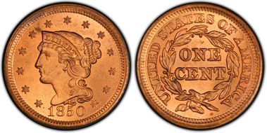 1850 1C Newcomb 19 MS66RD
