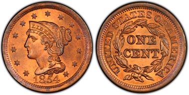 1854 1C Newcomb 25 MS66RB