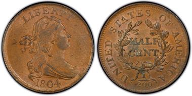 1804 1/2C Crosslet 4, No Stems MS63BN