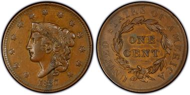 1837 1C Plain Cords, Medium Letters XF45BN