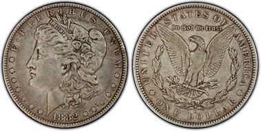 1882-O/S $1 VAM 4, O/S Recessed VF35