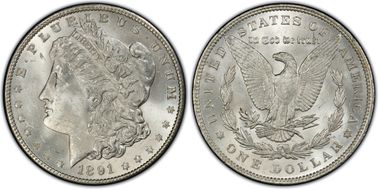 1891 $1 VAM 2 Doubled Ear MS64