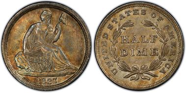 1837 H10C Seated, Large Date MS64