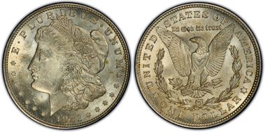 1921 $1 Morgan, Pitted Reverse MS63
