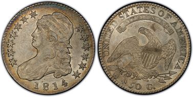 1814 50C Overton 109 AU50