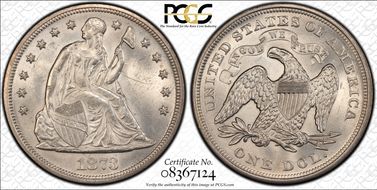 1873 $1 Seated MS62+