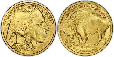 2008-W $10 Burnished American Buffalo .9999 Fine Gold SP70