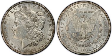 1880-O $1 VAM 17 Checkmark AU50