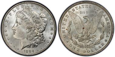 1884-O $1 VAM 35, Doubled Eyelid MS64