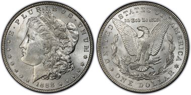 1888 $1 VAM 12, Doubled Reverse MS62