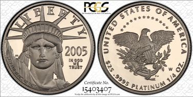 2005-W $25 Statue of Liberty PR70DCAM