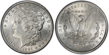 1891-S $1 VAM 3 Doubled Stars MS61