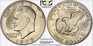 1973-S $1 Silver MS68