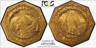 1915-S $50 Panama-Pacific, Octagonal MS62