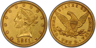 1851 $10 VF35
