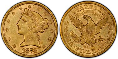 1878-CC $5 AU50