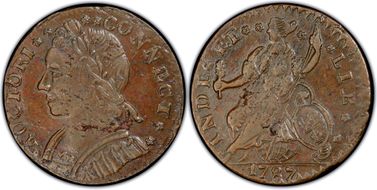 1787 CT 1/2P Mailed Bust Left AU50BN