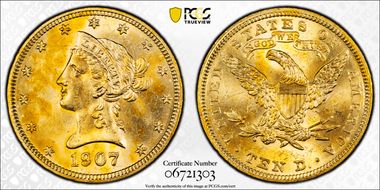 1907 $10 Liberty MS62