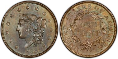 1836 1C Newcomb 4 MS62BN
