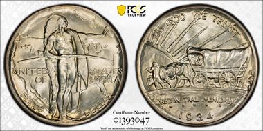 1934-D 50C Oregon MS65