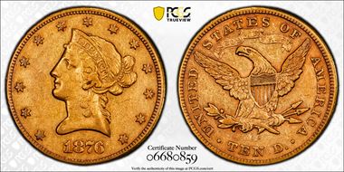 1876-CC $10 XF45