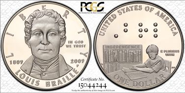 2009-P $1 Louis Braille PR69DCAM